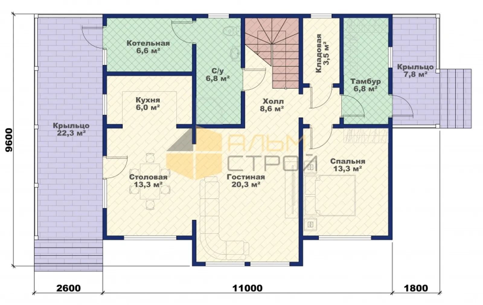 Двухэтажный коттедж Счастливый