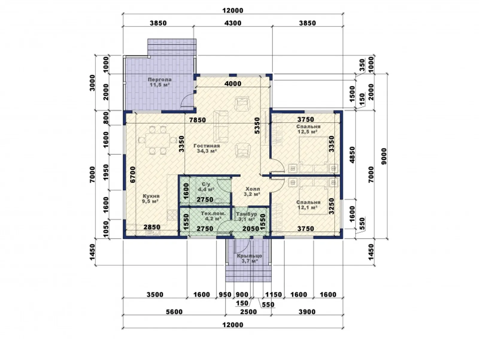 Одноэтажный коттедж Светлый